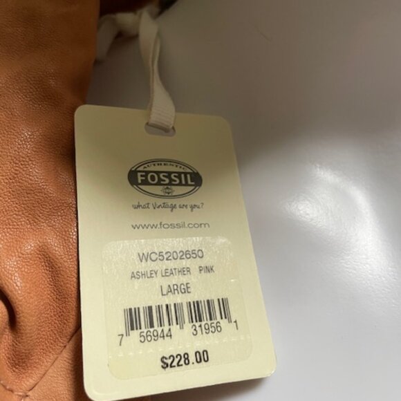 NWT Fossil Ashley Leather Biker Jacket - Blush Pink - Size Large - Picture 7 of 7